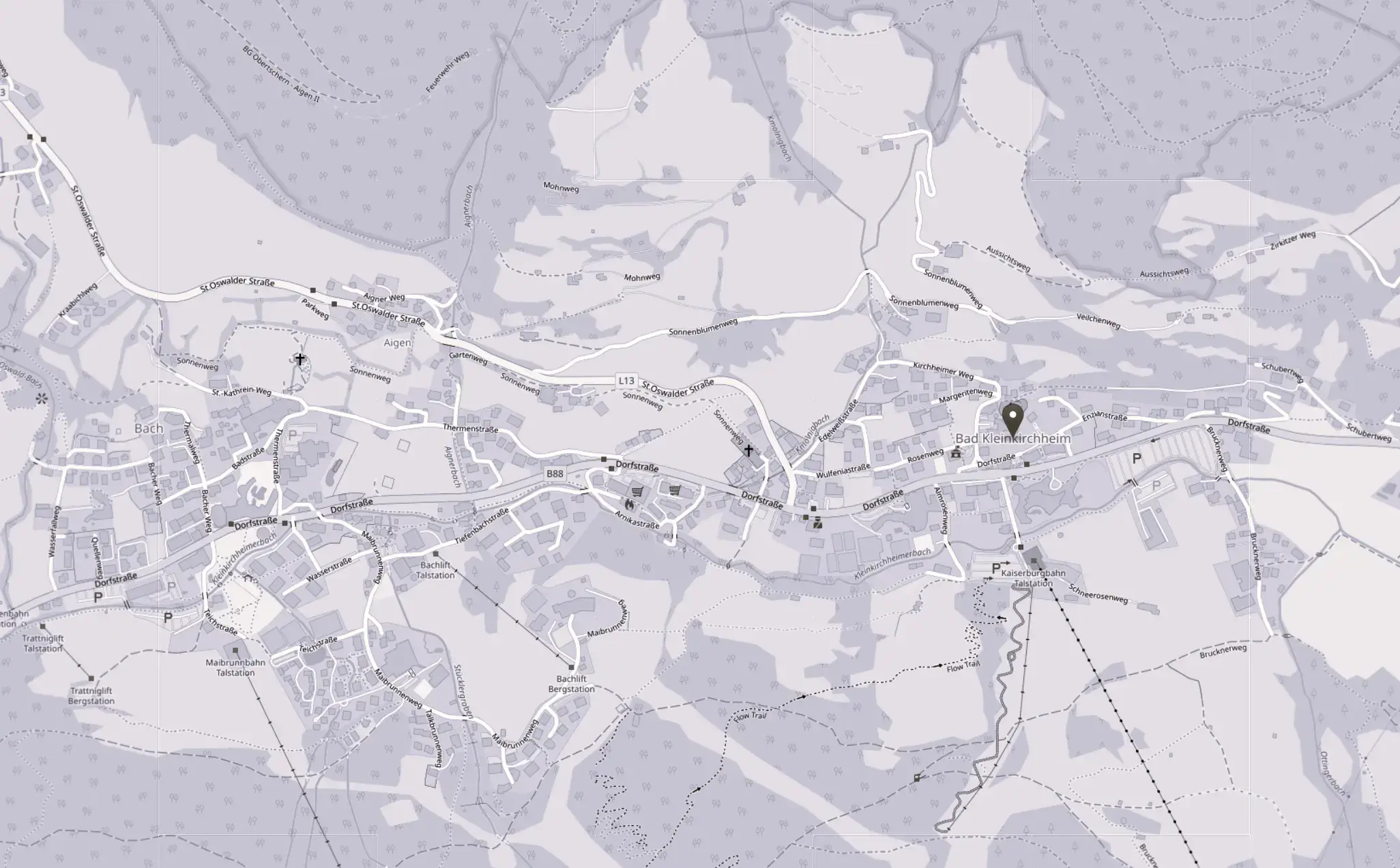 Sezione della mappa di Bad Kleinkirchheim.
